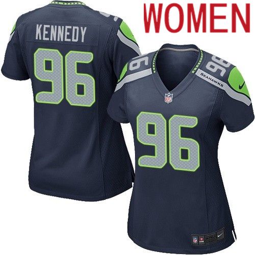 Women Seattle Seahawks #96 Cortez Kennedy Nike Navy Game NFL Jersey->women nfl jersey->Women Jersey